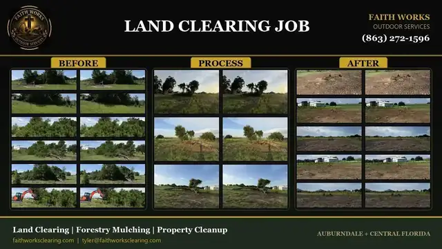 Before, process, and after land clearing project on a Central Florida residential property